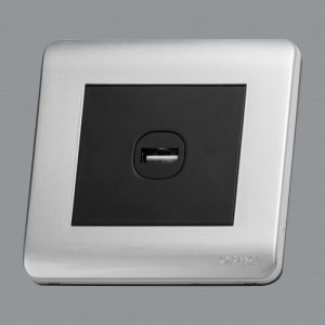 Orange USB Socket Silver Matte